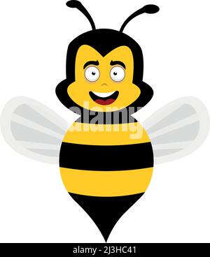 Vektor-Illustration einer Cartoon-Biene mit einem glücklichen Ausdruck Stock Vektor