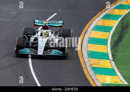 Melbourne, Australien. 08. April 2022. Lewis Hamilton (GBR) vom Team Mercedes im Jahr FP2 beim Australian Formel 1 Grand Prix auf der Albert Park Grand Prix Strecke am 8. April 2022. Quelle: Corleve/Alamy Live News Stockfoto