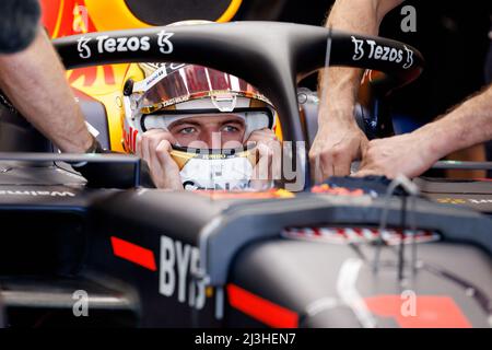 Melbourne, Australien. 08. April 2022. Max Verstappen (NED) vom Team Red Bull beim Freien Training 1 beim Australian Formel 1 Grand Prix auf der Albert Park Grand Prix Strecke am 8. April 2022. Quelle: Corleve/Alamy Live News Stockfoto