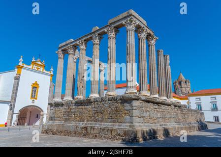 Tempel der Diana in der portugiesischen Stadt Evora. Stockfoto
