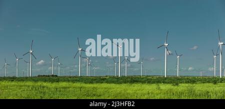 Windpark an der Schwarzmeerküste in Bulgarien Stockfoto