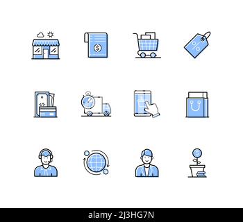 Geschäft und Einkaufen - modernes Liniendesign Stil Ikonen gesetzt Stock Vektor