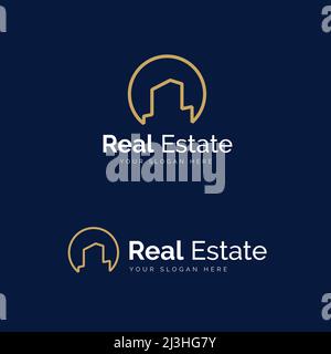 Minimal Real Estate Line Art Logo Stock Vektor
