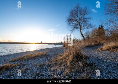 Sonnenuntergang über Konstanz Stockfoto