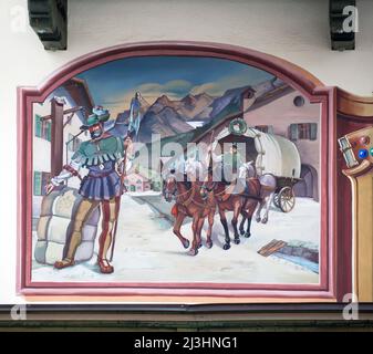 Ein besonderes Kulturgut ist das traditionelle Lüftl-Gemälde in Mittenwald Stockfoto