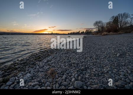 Sonnenuntergang über Konstanz Stockfoto