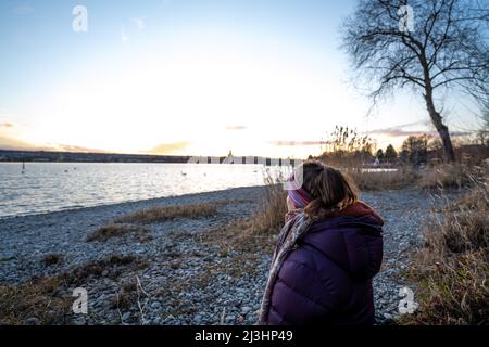 Sonnenuntergang über Konstanz Stockfoto