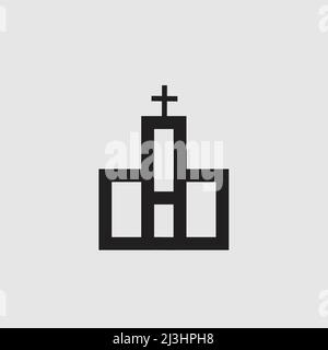 Einfache schwarze Linie Kirche Symbol, Vektor auf weißem Hintergrund Stock Vektor