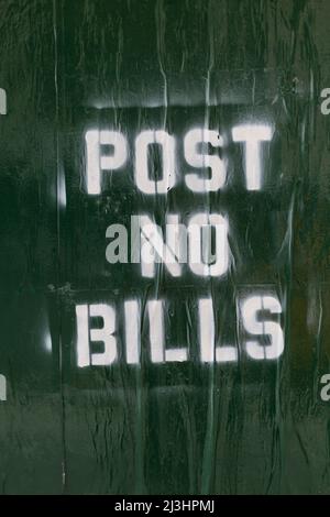 Midtown SOUTH, New York City, NY, USA, Post no Bills Zeichen an einer Wand in New York Stockfoto