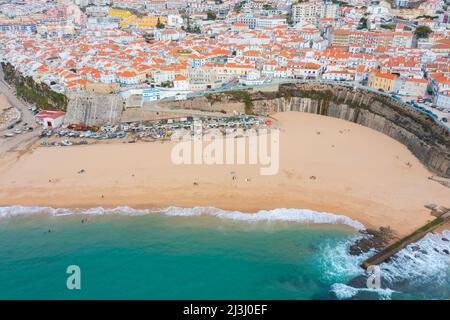 Praia dos Pescadores in Ericeira in Portugal. Stockfoto