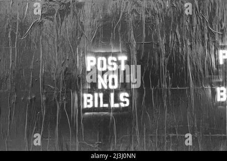 Midtown South, New York City, NY, USA, Post no Bills Zeichen an einer Wand in New York Stockfoto