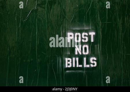 Midtown South, New York City, NY, USA, Post no Bills Zeichen an einer Wand in New York Stockfoto