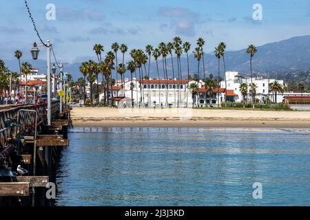 Blick von Stearn's Wharf in Santa Barbara, Kalifornien. USA. Stockfoto