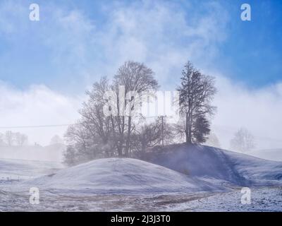 Wintermorgen im Fünfseenland, Gemeinde Pähl Stockfoto
