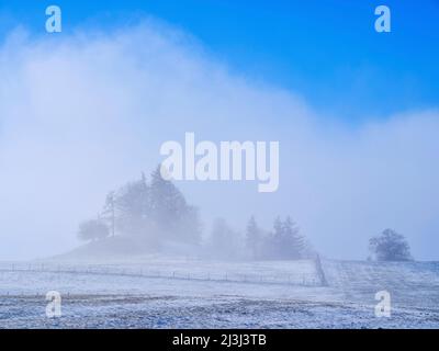 Wintermorgen im Fünfseenland, Gemeinde Pähl Stockfoto