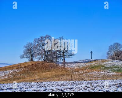 Wintermorgen im Fünfseenland, Gemeinde Pähl Stockfoto