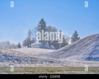 Wintermorgen im Fünfseenland, Gemeinde Pähl Stockfoto