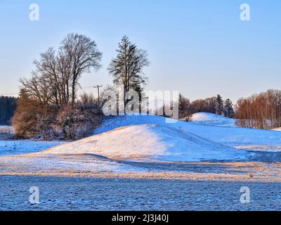 Wintermorgen im Fünfseenland, Gemeinde Pähl Stockfoto