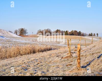Wintermorgen im Fünfseenland, Gemeinde Pähl Stockfoto