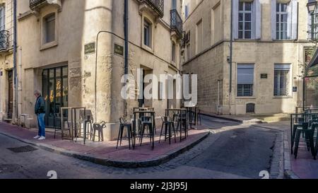 Rue Rebuffy in Montpellier. Stockfoto