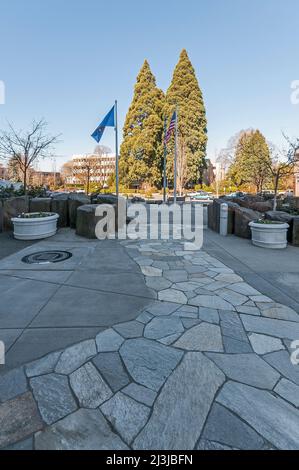 Kopfsteinpflaster im Hillsboro Civic Center in Hillsboro, Oregon. Stockfoto