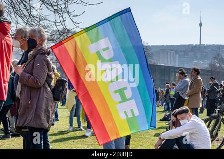 Deutschland, Baden-Württemberg, Stuttgart, Friedensdemonstration gegen Ukraine-Krieg, 13.03.2022 Stockfoto