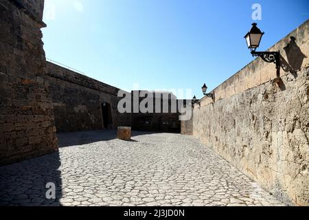 Castell de Sant Carles (Schloss von San Carlos), in Palma de Mallorca, Spanien. Alte militärische Festung in ein Museum umgewandelt. Stockfoto