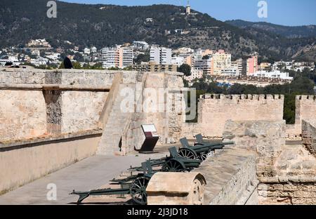 Castell de Sant Carles (Schloss von San Carlos), in Palma de Mallorca, Spanien. Alte militärische Festung in ein Museum umgewandelt. Stockfoto