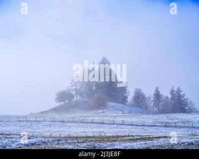 Wintermorgen im Fünfseenland, Gemeinde Pähl, Stockfoto