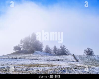 Wintermorgen im Fünfseenland, Gemeinde Pähl, Stockfoto