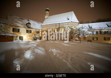 Schloss Blutenburg im Winter, München, Deutschland Stockfoto
