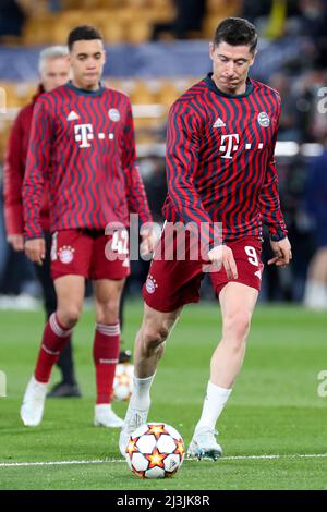 Villarreal, Italien. 06. April 2022. Robert Lewandowski (Bayern München) beim Villarreal FC vs Byern München, UEFA Champions League Fußballspiel in Villarreal, Italien, April 06 2022 Quelle: Unabhängige Fotoagentur/Alamy Live News Stockfoto