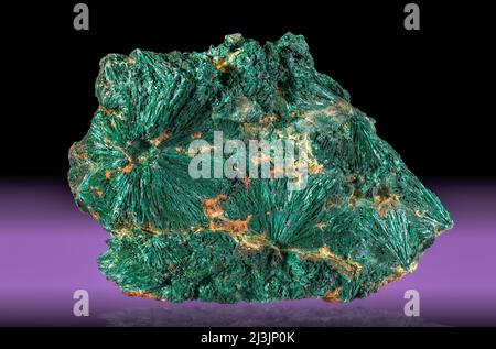 Faserige Malachit aus Kupfer Queen Mine, Bisbee, Arizona Stockfoto