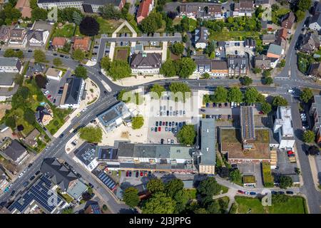 Luftaufnahme, Heessen Markt und Rathaus Bürgerbüro Heessen Amtsstraße in Hamm-Heessen, Hamm, Ruhrgebiet, Nordrhein-Westfalen, Deutschland, Autho Stockfoto