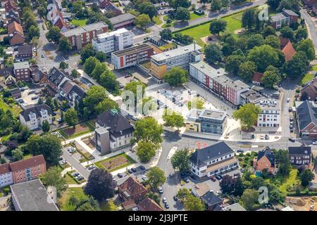 Luftaufnahme, Heessen Markt und Rathaus Bürgerbüro Heessen Amtsstraße in Hamm-Heessen, Hamm, Ruhrgebiet, Nordrhein-Westfalen, Deutschland, Autho Stockfoto