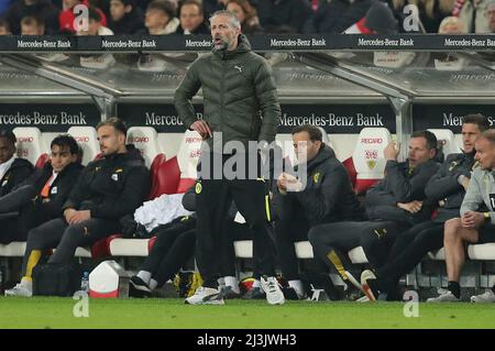 Stuttgart, Deutschland. 08. Apr, 2022. firo: 8.. April 2022, Fuvuball, 1. Bundesliga, 1. Liga, Saison 2021/2022, VfB Stuttgart - BVB, - Borussia Dortmund-Trainer Marco Rose Credit: dpa/Alamy Live News Stockfoto