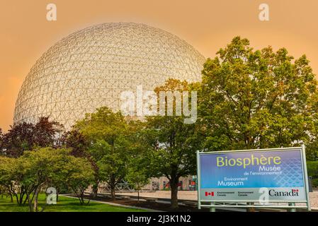 Biosphäre in Montreal, einem Museum, das der Umwelt gewidmet ist; Montreal, Quebec, Kanada Stockfoto