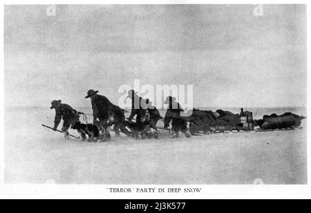 Halbtonfoto von Robert Falcon Scotts 'Terror Party' während der Discovery-Expedition in die Antarktis im Jahr 1902 Stockfoto