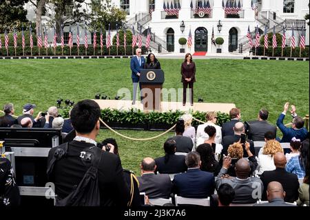 Washington DC, USA. 08. April 2022. Richterin Ketanji Brown Jackson spricht bei einer Veranstaltung, um ihre Bestätigung vor dem Obersten Gerichtshof zu markieren. Kredit: SOPA Images Limited/Alamy Live Nachrichten Stockfoto