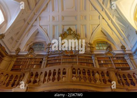 Mafra, Portugal, 30. Juni 2021: Bibliothek im Inneren des königlichen Palastes in Mafra, Portugal. Stockfoto