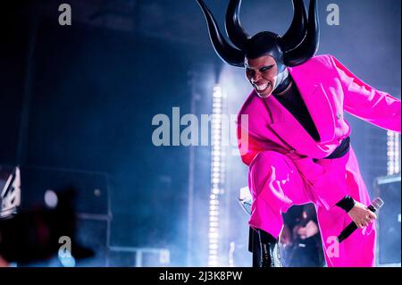 Manchester, Großbritannien. 8.. April 2021. Skin, Cass, Ace und Mark Richardson von der Band Skunk Anansie treten im Manchester Victoria Warehouse auf. 2022-04-08. Kredit: Gary Mather/Alamy Live Nachrichten Stockfoto