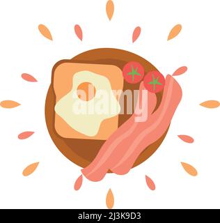 Abstrakt saftigen Speck Sandwich-Symbol isoliert auf weißem Hintergrund - Vektor-Illustration Stock Vektor