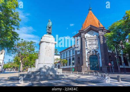 Funchal, Portugal, 13. Juni 2021: Banco de Portugal in der portugiesischen Stadt Funchal. Stockfoto