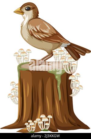 Spatz steht auf Stumpf Abbildung Stock Vektor