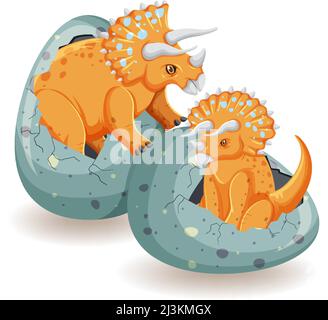 Abbildung: Zwei Triceratops, die aus Eiern schlüpfen Stock Vektor