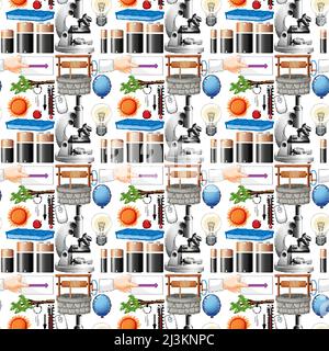 Nahtlose Hintergrund mit Wissenschaft Ausrüstungen Illustration Stock Vektor