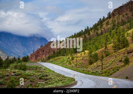 Highway 1 durch den Fraser Canyon, von Hope nach Norden zur Spences Bridge; British Columbia, Kanada Stockfoto