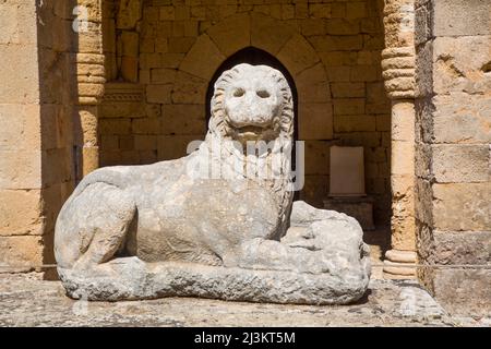 Grabstatue des Löwen, Archäologisches Museum, Altstadt von Rhodos in Griechenland; Rhodos, Dodekanes, Griechenland Stockfoto