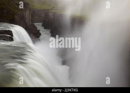 Gullfoss Falls, im Goldenen Kreis, südwestlich von Island.; Gulfoss Falls, Hvita River, Island. Stockfoto