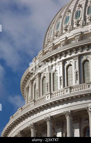Kuppel des Kapitols, von der Ostseite aus gesehen, Washington DC, USA; Washington DC, Vereinigte Staaten von Amerika Stockfoto